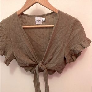 Tie top in a great neutral olive!